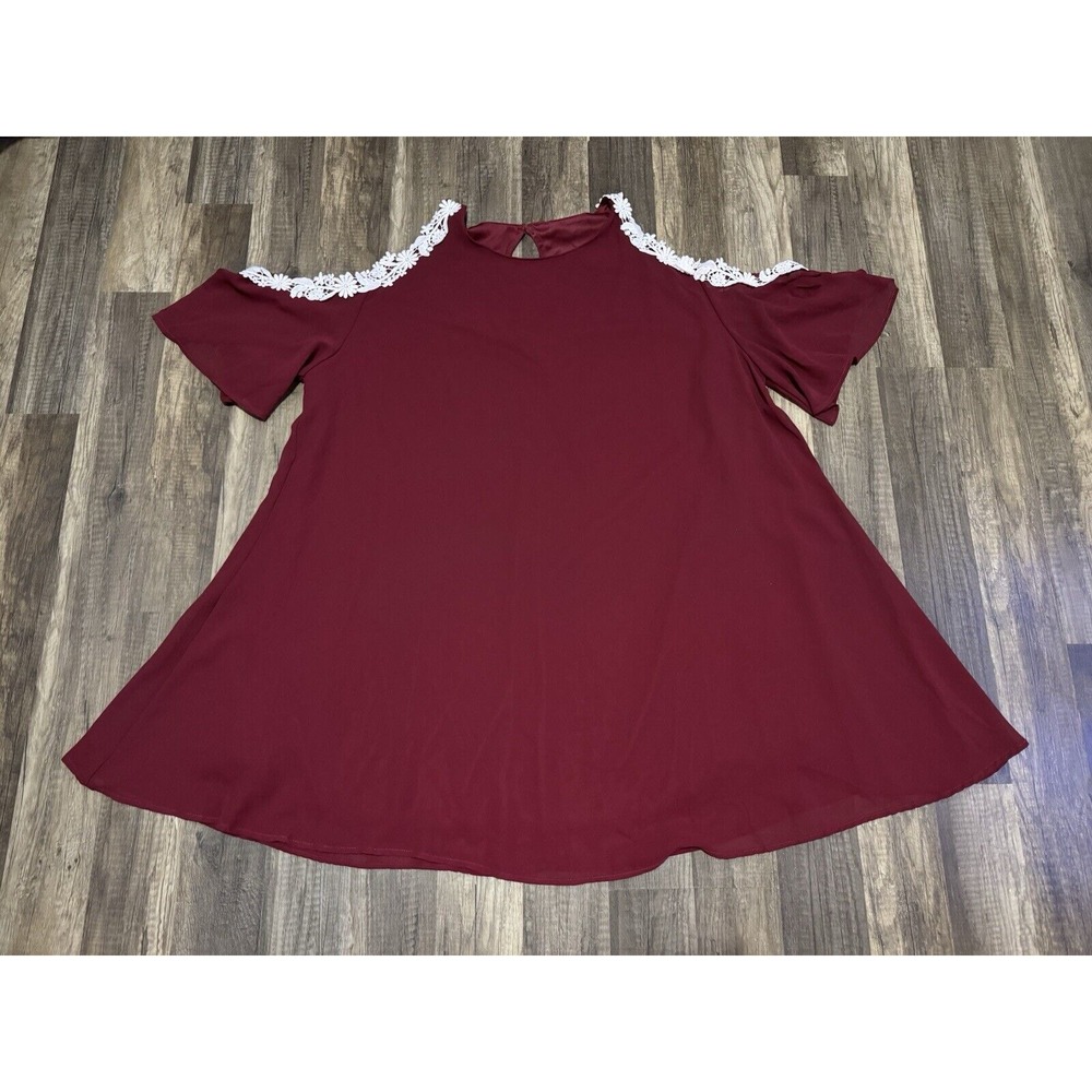 Aofur Womens Short Sleeve Chiffon Bead Sundress Plus Size Mini‎ Tunic Shirt 3XL